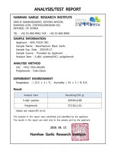Phân tích hàm lượng SAC và Polyphenols của Tỏi đen NamHaeSum